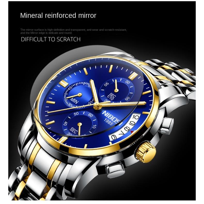 Часы NIBOSI Деловые мужские часы Многофункциональные шестиконтактные кварцевые часы