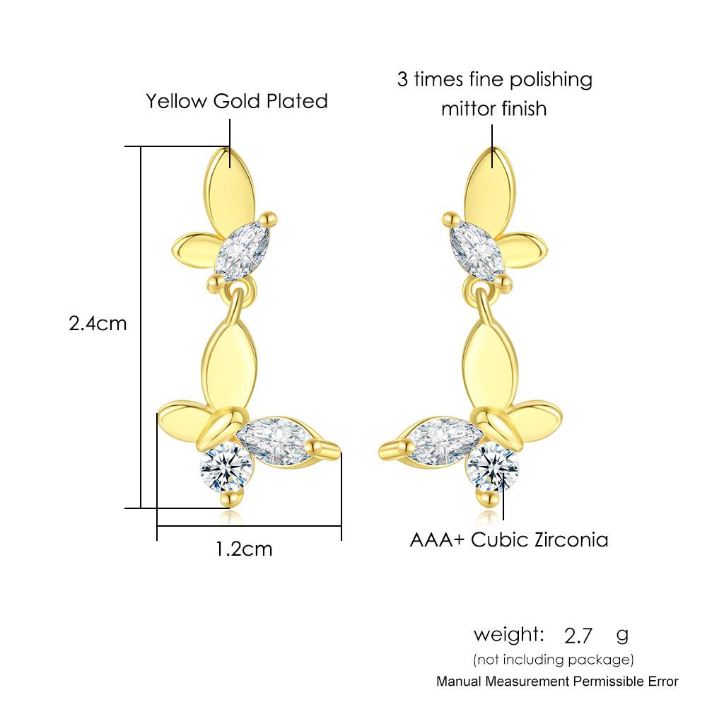 Aesthetic Korean Fashion Butterfly Earrings Women Gold Color Drop Ear Rings Zircon Jewelry Lobe Accessories Wholesale Gifts E425