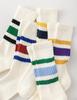 Трендовые японские толстые полосатые носки-гольфы - Ретро махровые подошвы до середины икры для мужчин и женщин