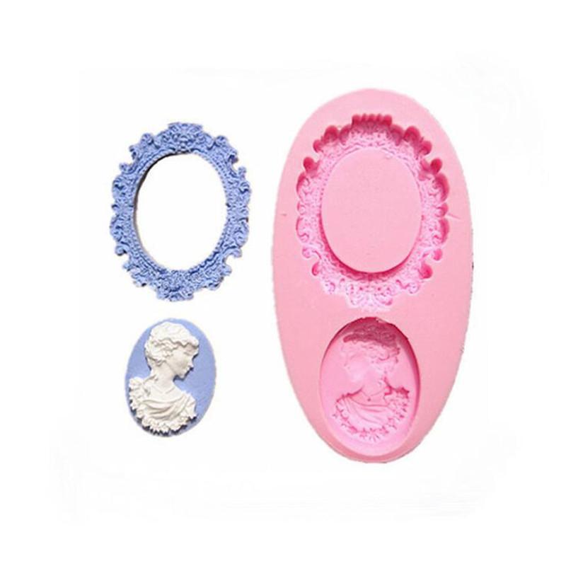 Oval Cameo & Oval Frame Fondant Mold Miniature Frame Silicone Mirror Sugar Fondant Cake Decorating Tools Baking Silicone