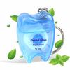 10pcs 10M Mint Flavored Dental Floss Roll Portable Keychain Tooth-Shaped Design Oral Hygiene Teeth Cleaning Tool Random Color