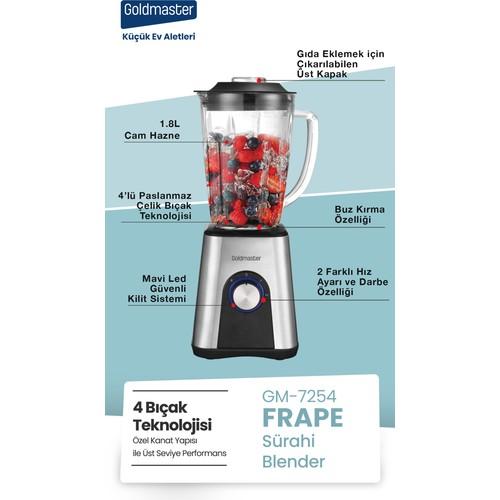 Goldmaster GM-7254 Стеклянный кувшин Frape Стальной блендер Льдодробилка