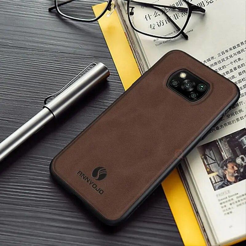 Magnetic Sheepskin Leather Case For Xiaomi Mi Poco X3 Pro Nfc 5g Luxury Men Business Retro Back Cover Poko X 3 X3pro X3nfc