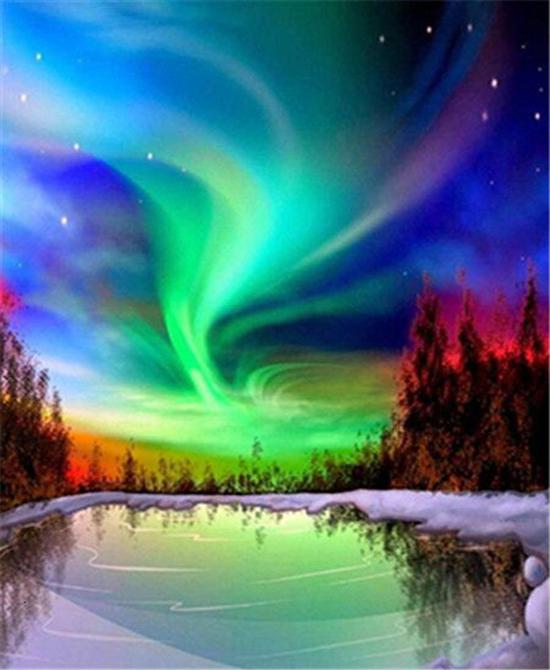 RUOPOTY Frame Picture Diy Painting By Numbers For Adults Green Aurora Landscape Canvas By Numbers For Home Decors Artwork