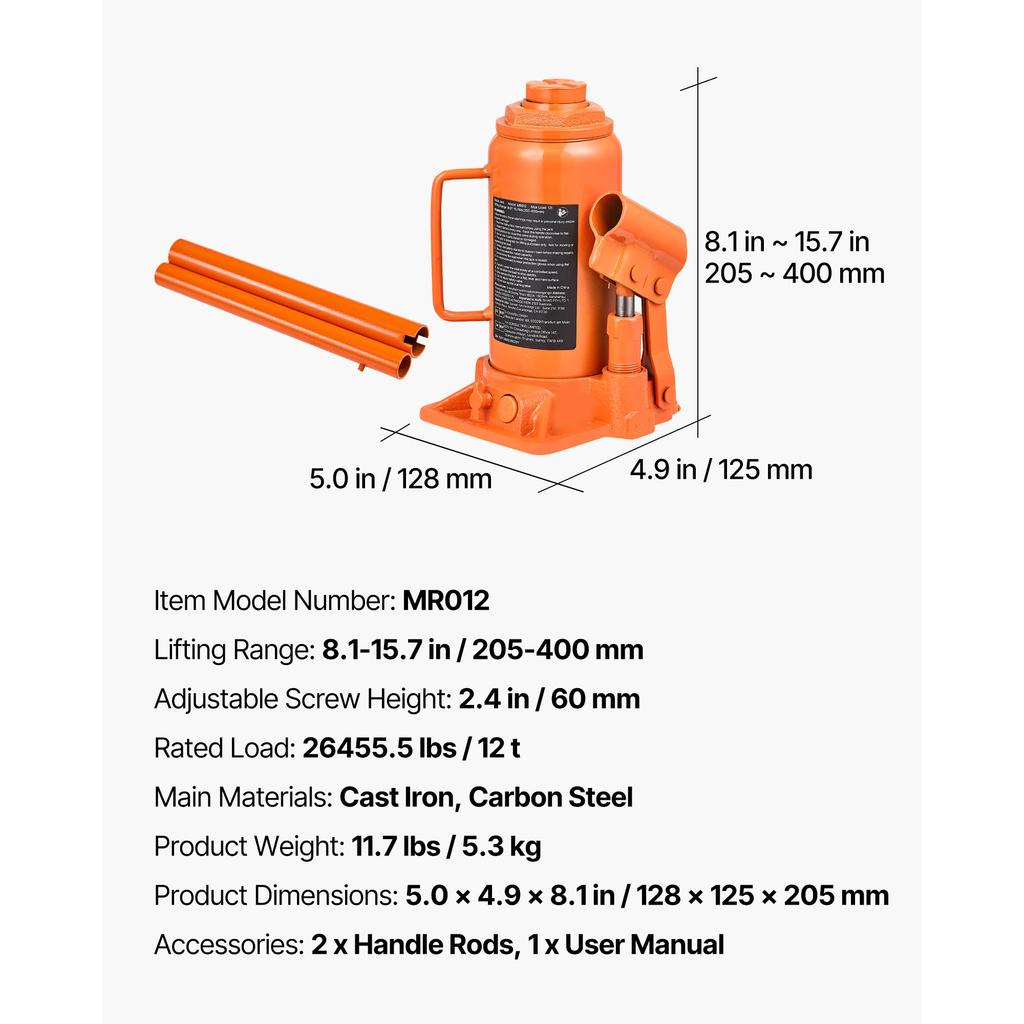 SucceBuy Hydraulic Bottle Jack 12/20 Ton Capacity Heavy Duty Welded Bottle Jack for Car House Lift and Agricultural Equipment