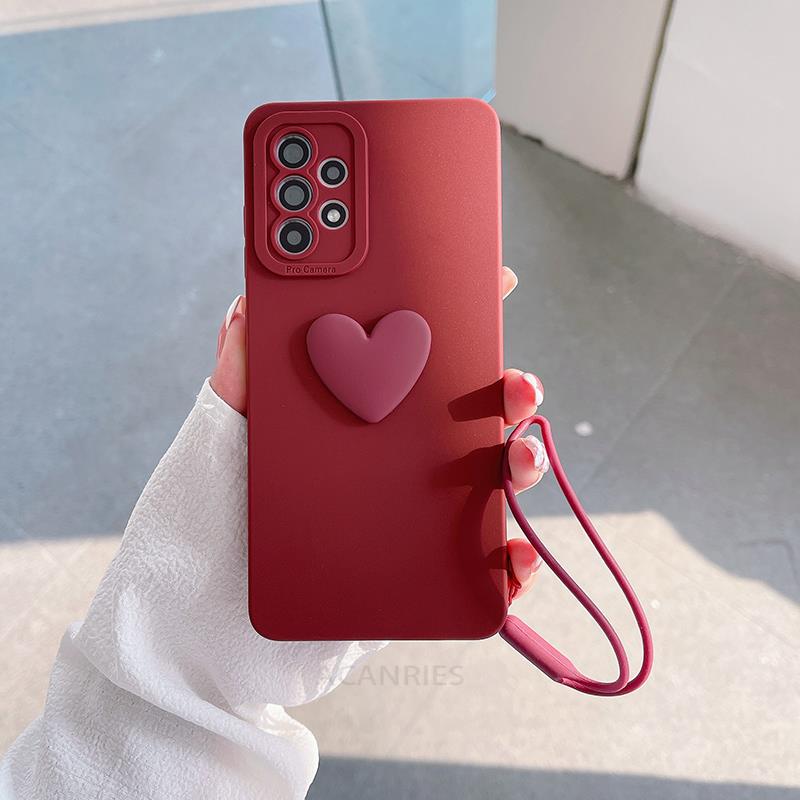 A 13 52s 53 Love Heart Lanyard силиконовый чехол для Samsung Galaxy A52 A53 A13 A23 A33 A73 A72 A32 A12 A22 4g 5g полное покрытие камеры