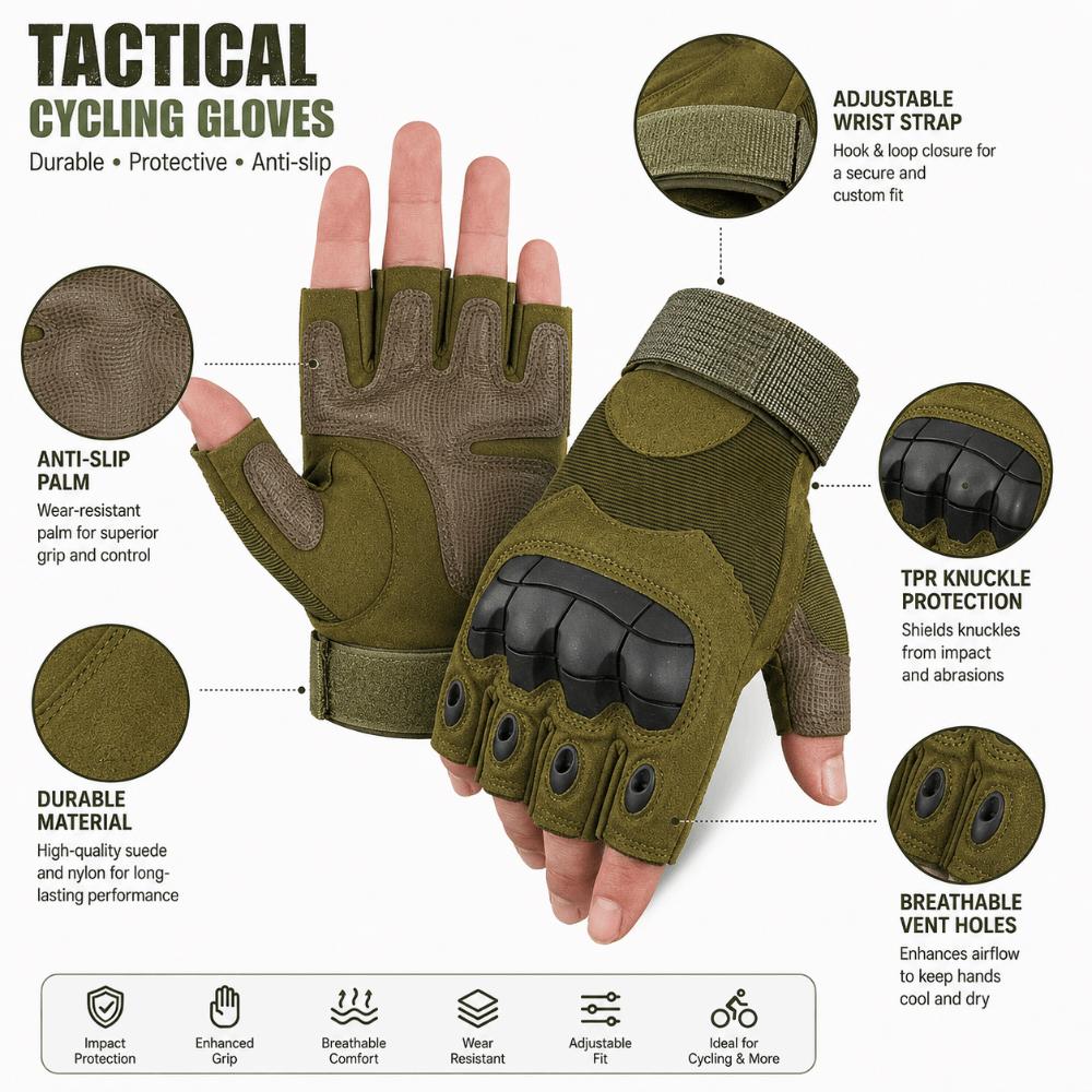 Anti-Slip Motorcycle Gloves Fingerless Gym Training Gloves Unisex MTB Cycling Gloves Hunting