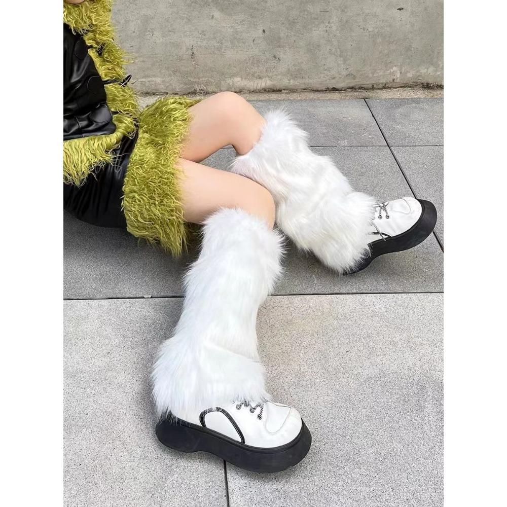 Женские гетры в стиле вестерн, ковбойские меховые гетры, коричневые ретро, носки из меха горячей девушки, длинные меховые носки для ботинок, теплые и стройнящие