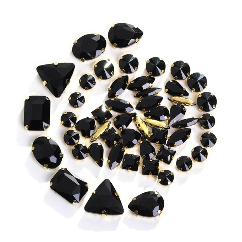 50 шт. Стразы смешанной формы с плоской основой, пришивные драгоценные камни для самостоятельного изготовления обуви, одежды, ювелирных изделий