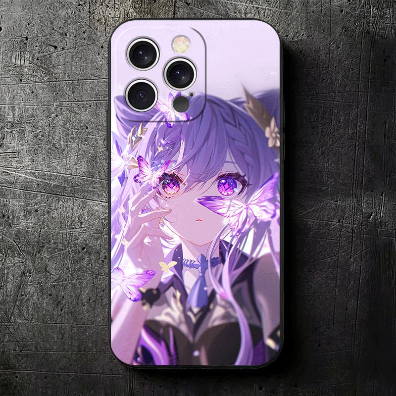 Genshin Impact Кэцин Мягкий чехол для телефона для iPhone 16 16E 17 Air 15 Pro Max 14 Plus 13 Mini 11 12 7 Черный чехол Задняя панель