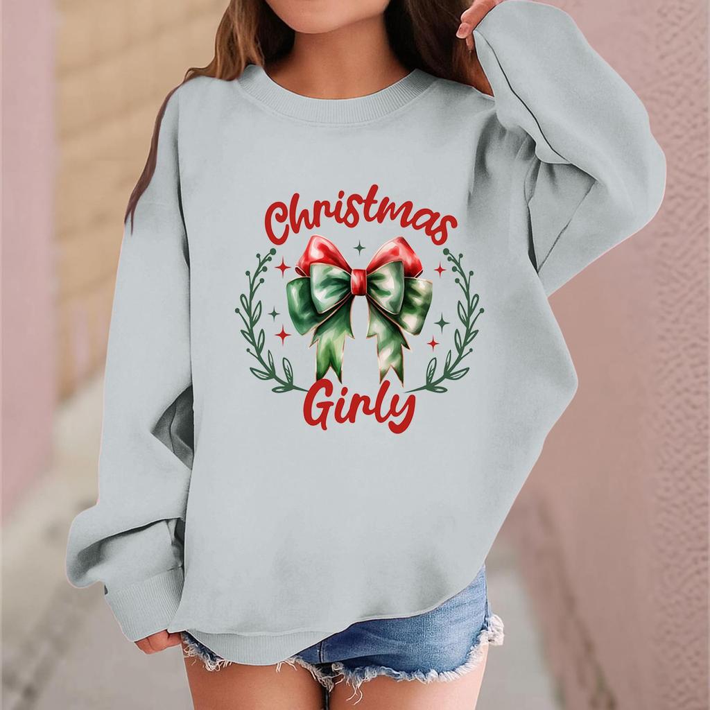 Children's Fashionable Casual Long-sleeved Loose Christmas Print Pullover Sweatshirt