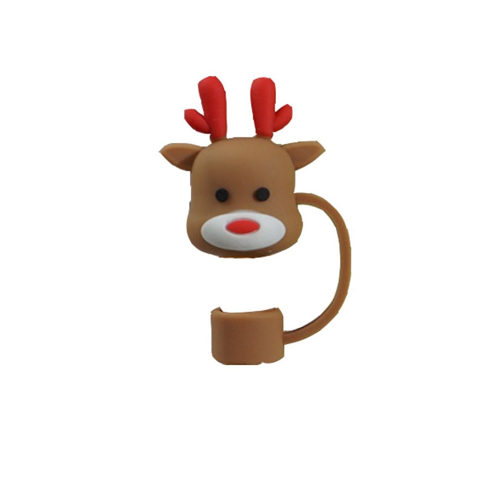 Cute Christmas Soft Drinking Straw Cap Dustproof Cover Silicone Straw Sleeve Dustproof Cap Straw Toppers Spill Proof Stopper