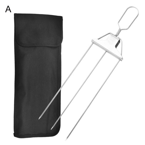 Barbecue Fork Three Prong Food Grade Heat-resistant Great Strength No Deformation Barbecue Stainless Steel Meat Vegetable Barbecue