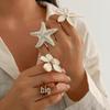Европейские и американские смелые украшения: Кольцо с 3D-цветочным жемчугом и морской звездой с металлическими акцентами