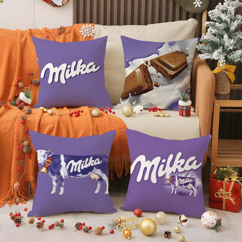 Funny MMilka Chocolate Logo Pillow Case Printing Pillowcase Living Room Sofa Cushion Cover Bedroom Room Decor
