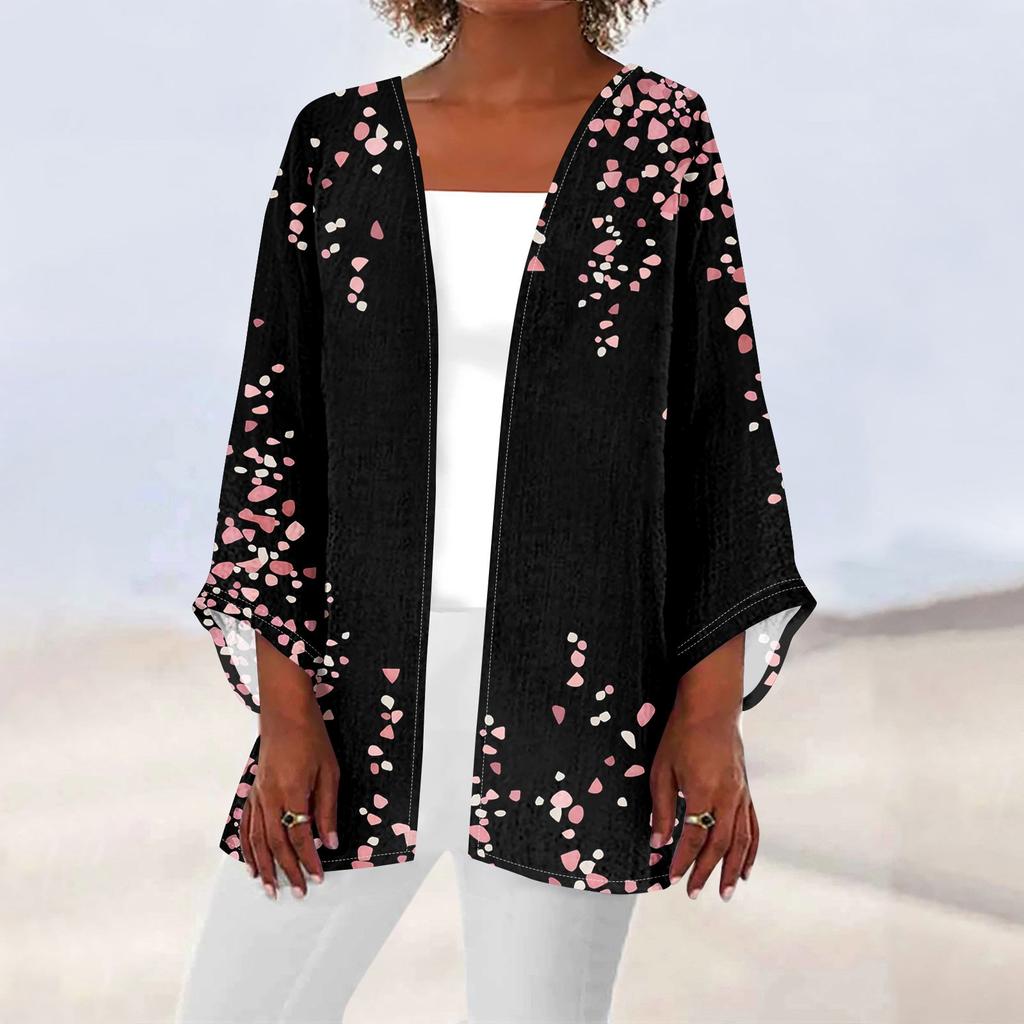 Женская повседневная модная легкая куртка средней длины с принтом Caot в стиле ретро, ​​кардиган