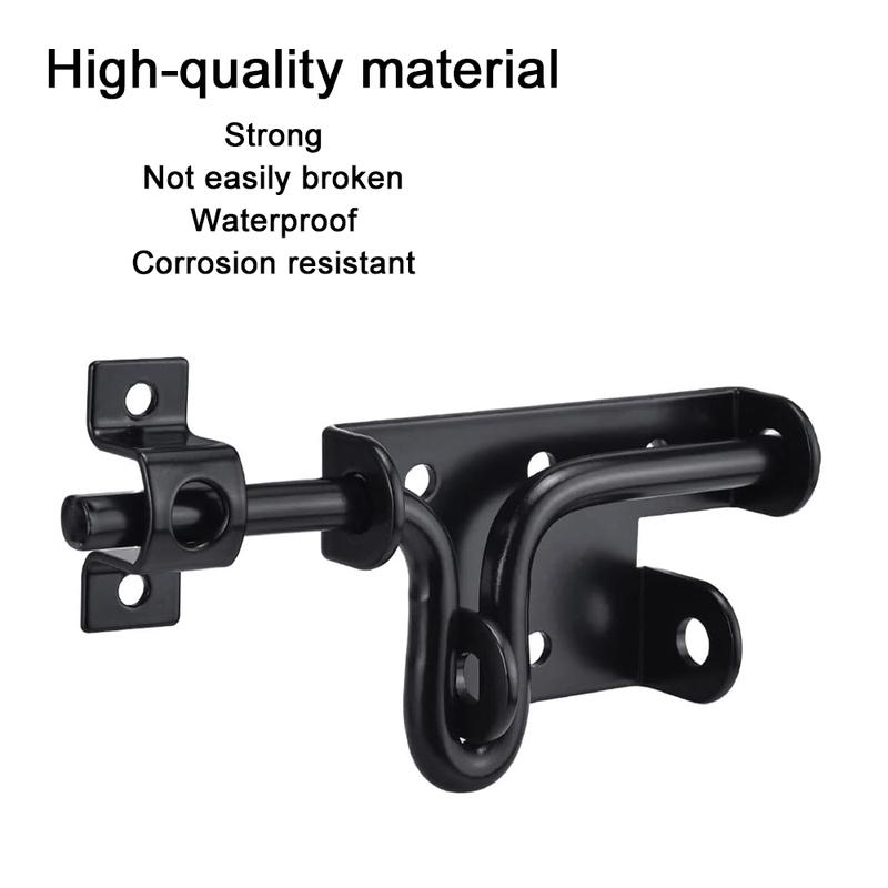 Slide Bolt Gate Latch Iron Bolt Sliding Lock Black Bolt Gate Lock with Screws for Outdoor Doors Sheds Barn Door Home Hardware 1p