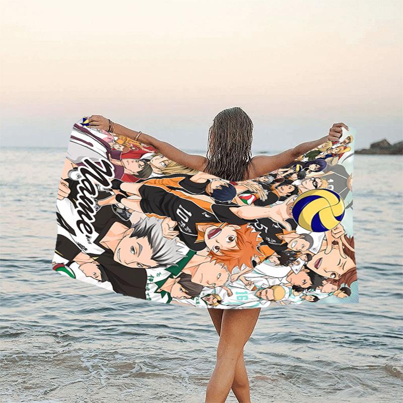 1pc Haikyuu1 Beach Towel with Custom Name, Beach/Swimming/Bath/Picnic/Camping Towel, Suitable for Seaside Beaches