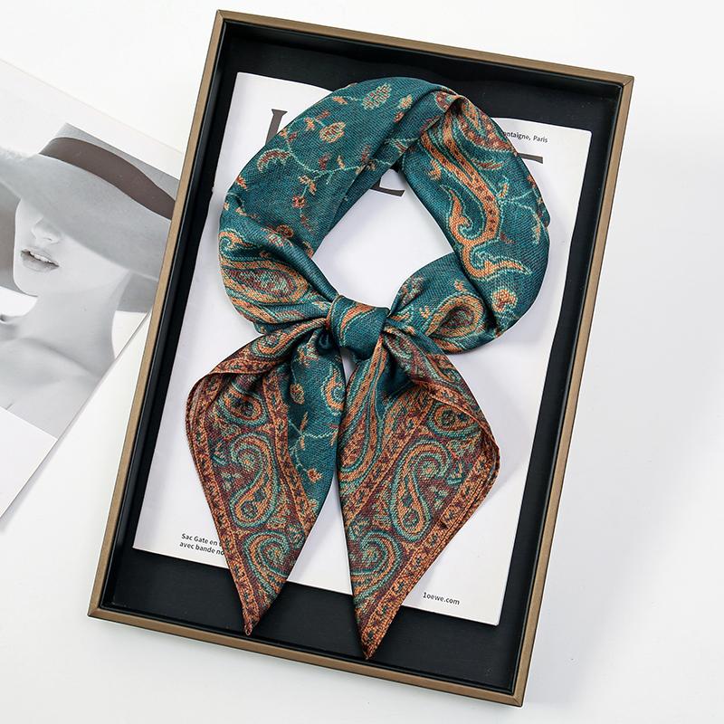 70*70cm Luxury New Paisley Printed Scarves Women's Silk Scarf Floral Hijab Scarves Small Neckties Hairbands Bags Bandana