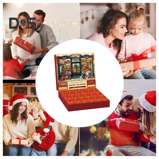 Christmas Advent Calendar Puzzle 1000 Christmas Countdown Jigsaw Puzzle Winter Santa Snowman Holiday Ornament