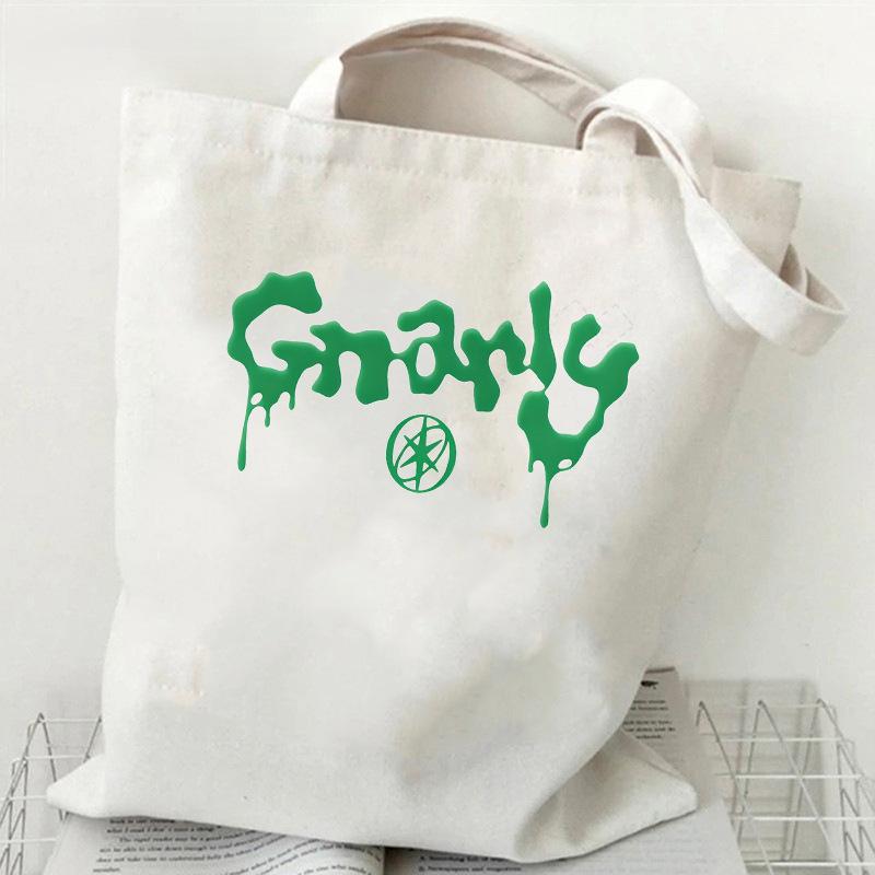 KATSEYE Gnarly Print Canvas Tote Bag Kpop Girl Group Merch Shoulder Handbag Large Capacity Casual Shopper 60123-12