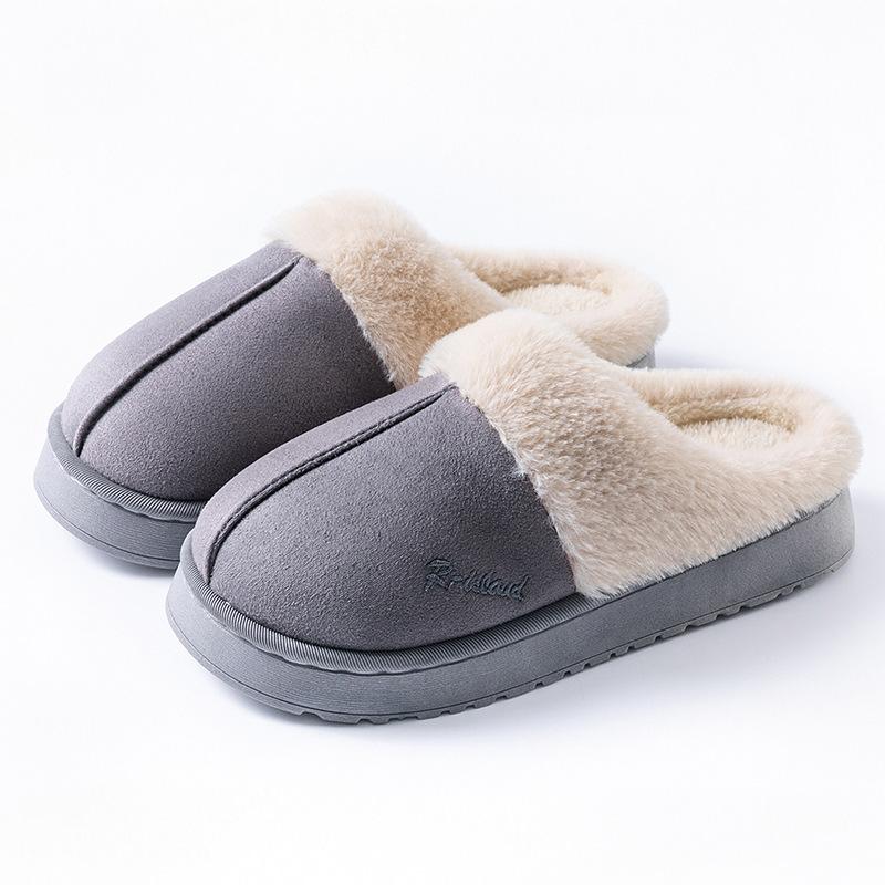 Double Embroidered Cotton Slippers Autumn and Winter Warm and Comfortable Lightweight Soft Cotton Slippers Corduroy Cotton Shoes