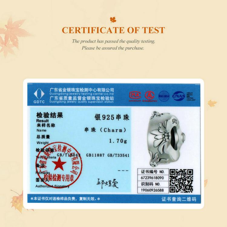 WOSTU Стерлингового серебра 925 пробы дикая хризантема позиционирующая пряжка Очаровательные бусины в виде листьев для браслета DIY ювелирные изделия