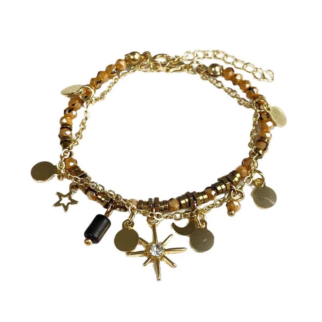 "Женский многослойный браслет из бисера": Элегантный китайский стиль, регулируемый плетеный дизайн.