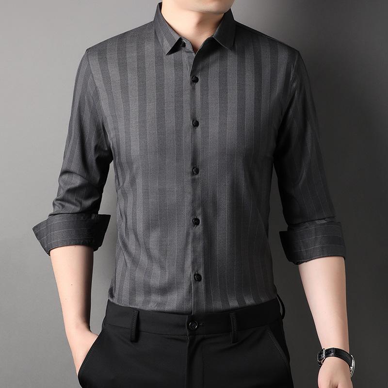 Модная рубашка с длинными рукавами, мужская новая осенняя повседневная рубашка, деловая, темпераментная, с лацканами, красивая рубашка