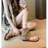 Su Yinyin Has the Same Retro Round Head Versatile Buckle with Toes, Western Cool Boots, Female Fashionable Spice Girl Style Flat-bottomed Short Boots.