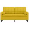 2 Seater Sofa with Decorative Cushions Yellow 140 cm Velvet