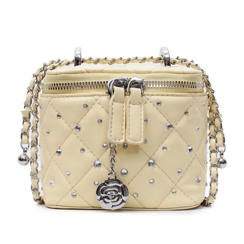 Маленькая сумка на ромбовидной цепочке, женская новая высококлассная сумка-коробка с яркими бриллиантами, на плечо, мессенджер