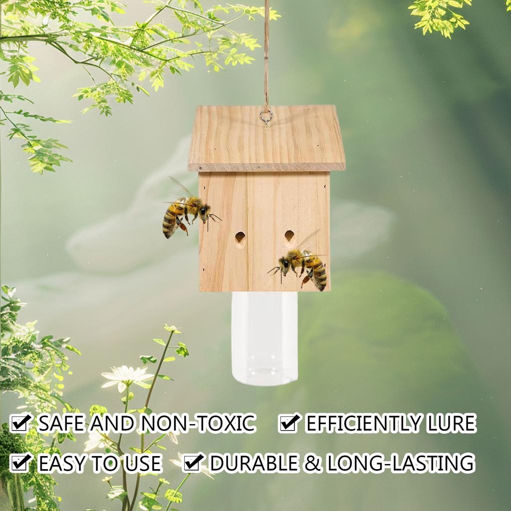 4шт деревянная подвесная ловушка для пчел, ловушка для насекомых и пчел со съемной крышкой