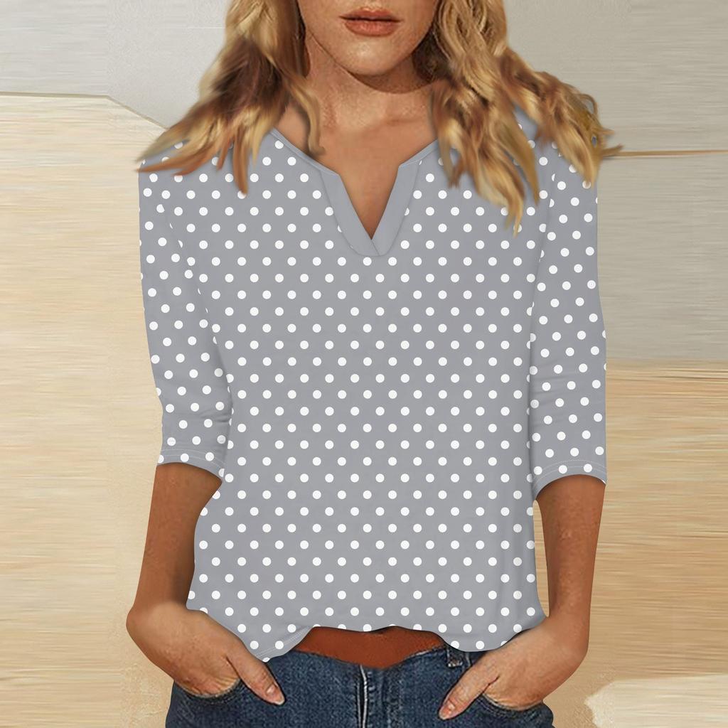 Women's Stand Collar 3/4 Sleeve Printed Top T-shirt