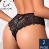 CINOON 2PCS/Set Sexy Women Panties Lace Underwear Low-Waist Briefs Hollow Out G String Underpant Transparent Female Lingerie