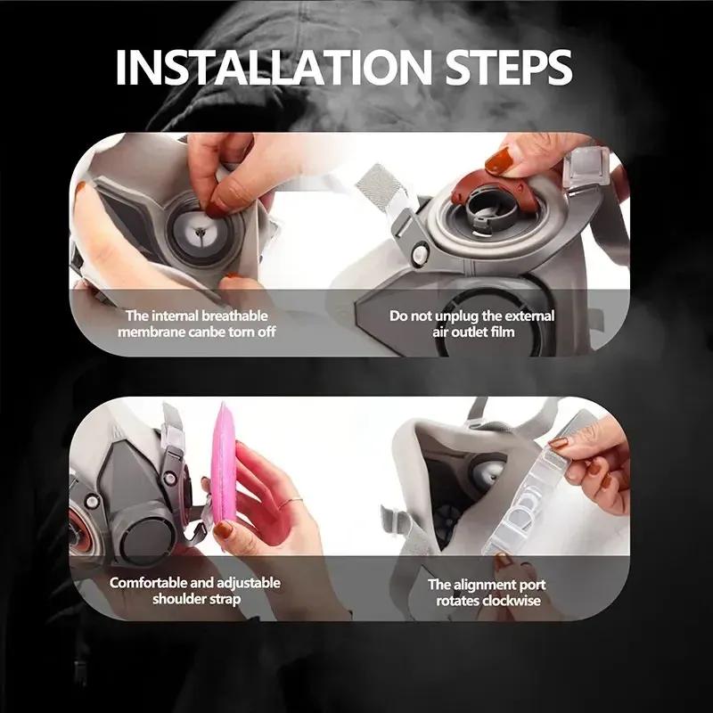 Reusable 6200 Respirator Gas Mask Half Face with 2097 Filter Goggles Sets for Epoxy Dust Paint Organic Vapor Welding Grinding