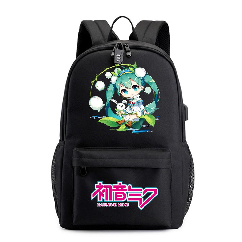 Аниме Мультяшный Рюкзак с Принтом Хацунэ Мику для Подростка Студента Сумка для Книг Школьная Сумка Женская Вместительная Водонепроницаемая Дорожная Сумка Подарок