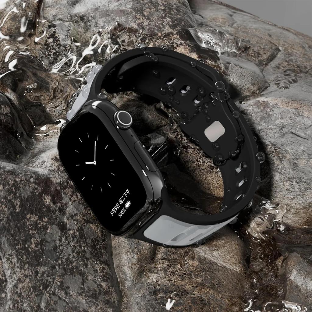 Спортивный двухцветный силиконовый ремешок для Apple Watch Band Ultra 2 49 мм 46 мм 42 44 45 мм браслет для Iwatch Series 10 9 8 7 6 SE 5 4 3