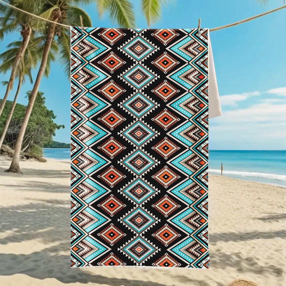 Новое двухстороннее бархатное пляжное полотенце, быстросохнущее спортивное полотенце, банное полотенце с принтом