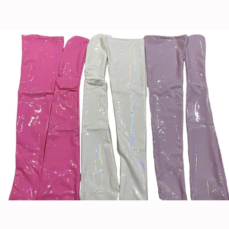 Shimmering Thigh High Stockings Faux Leather Stockings Pantyhose for Women Girls Oil Glossy Over The Knee Socks
