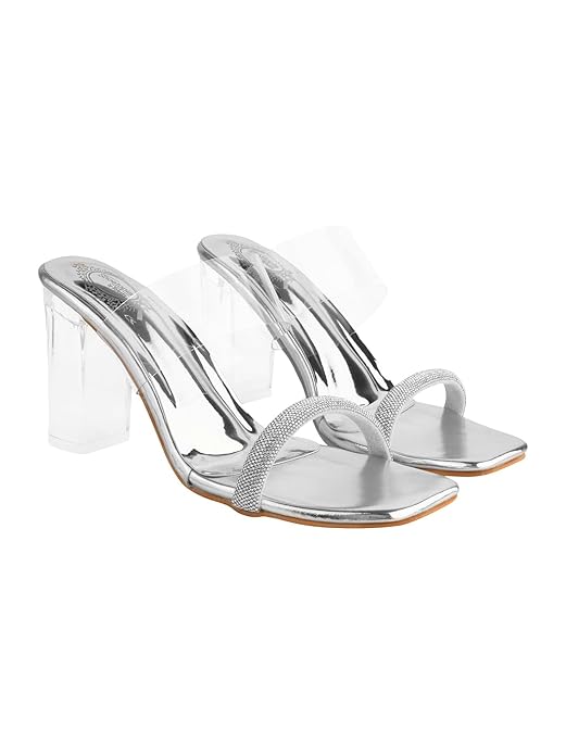 Shoetopia Стильные Прозрачные Детализированные Туфли на Блочном Каблуке для Женщин и Девочек