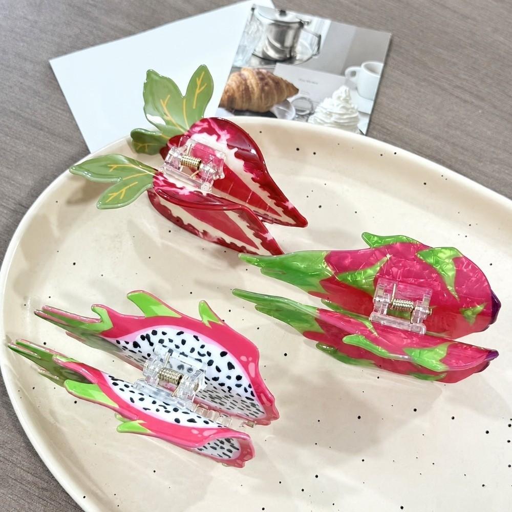 Dragon Fruit Design Fruit Print Hair Claw Acrylic Shark Hair Clip Hair Claw Casual Occasion
