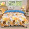 Cartoon Cute Rabbit Duvet Cover Kawaii Lovely Comforter Cover with Zipper Skin-friendly Breathable Soft Queen Size Bedding