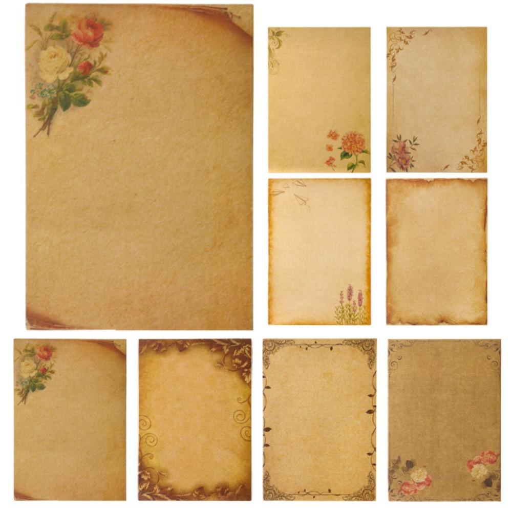 8 Pieces Antique Colored Printed Writing Paper Kraft Writing Stationery Papers Mail Paper