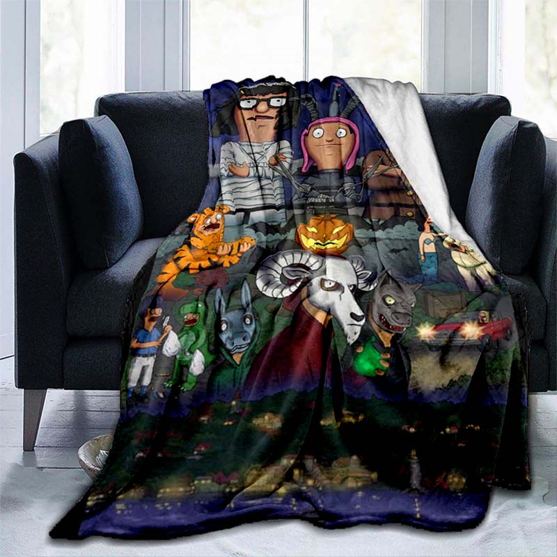 Bob's Burgers Blanket Moods of Tina Print Plush Quilt Home Office Sofa Travel Warm Casual Student Blankets Flannel Blanket