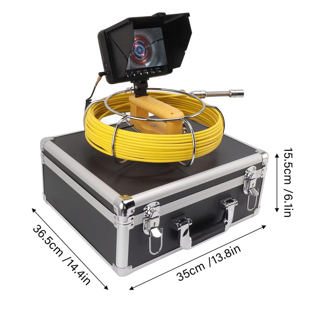 Камера для канализации, камера для сантехники, камера для осмотра труб, бороскоп, с 5-дюймовым ЖК-экраном, дополнительный кабель, водонепроницаемый IP68, 6 светодиодов, карта памяти 8 ГБ