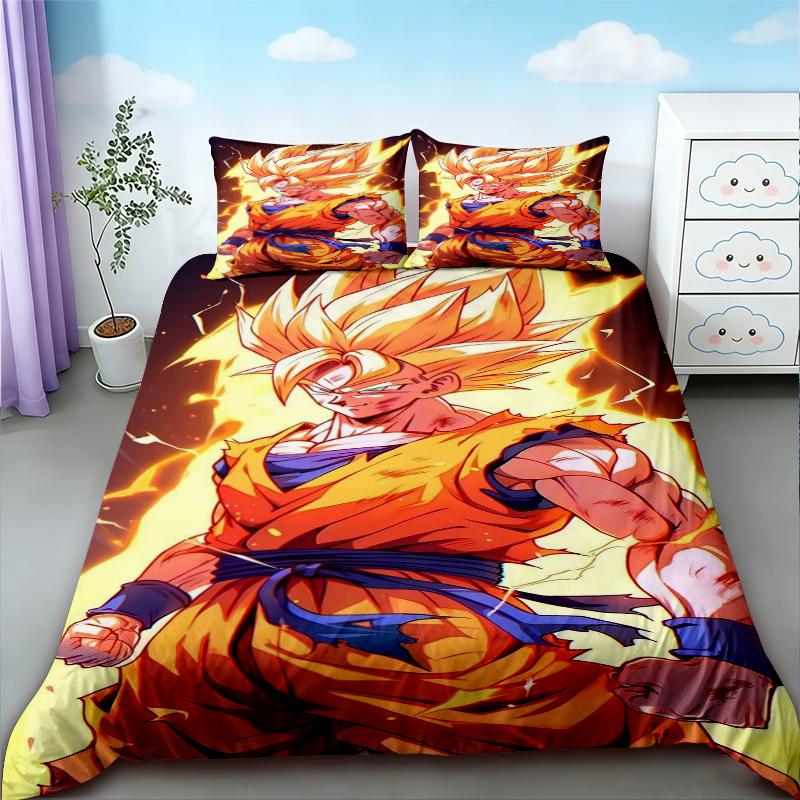 Аниме 3 шт. Пододеяльник Dragon Ball Goku Мультяшный Комплект Постельного Белья Детский Пододеяльник Размер Queen King для Спальни Декор Подарки
