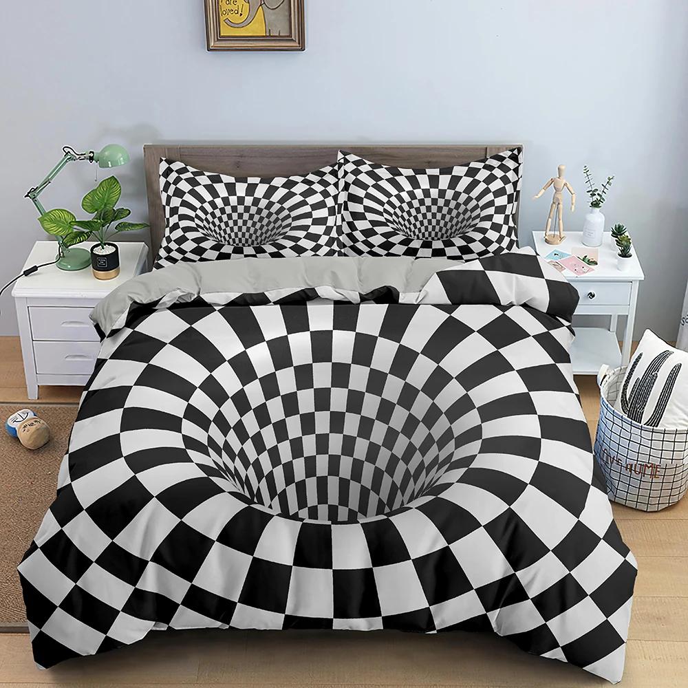 3D Abstract Duvet Cover King Queen Size Colorful Ripple Bedding Set Psychedelic Geometric Soft Comforter Cover with Pillowcase