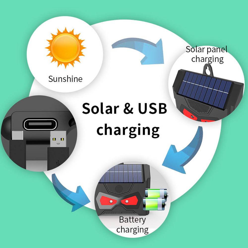 Солнечный инструмент для отпугивания животных, водонепроницаемый ультразвуковой отпугиватель енотов со светодиодной вспышкой