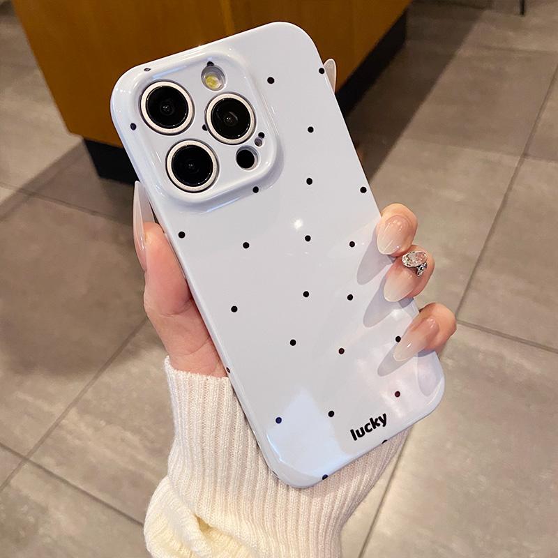 Роскошный милый чехол для телефона с узором в горошек на волне для IPhone 17 16 15 14 13 12 Pro Max 17air Глянцевый ударопрочный чехол для телефона Подарок для девушки